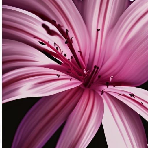 Luminous Pink Lily Flower in Maximalist Digital Painting