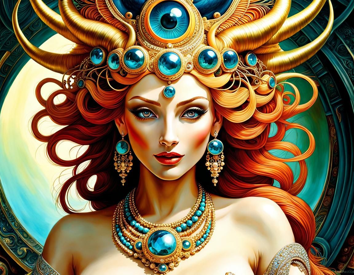 Luminous Vampire Goddess in Baroque Surrealist Style