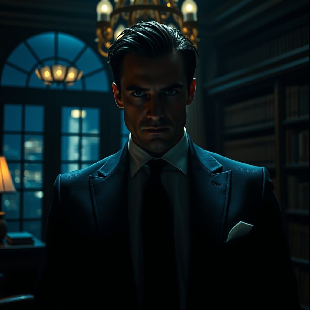 Mysterious Billionaire Vigilante in Moody Study