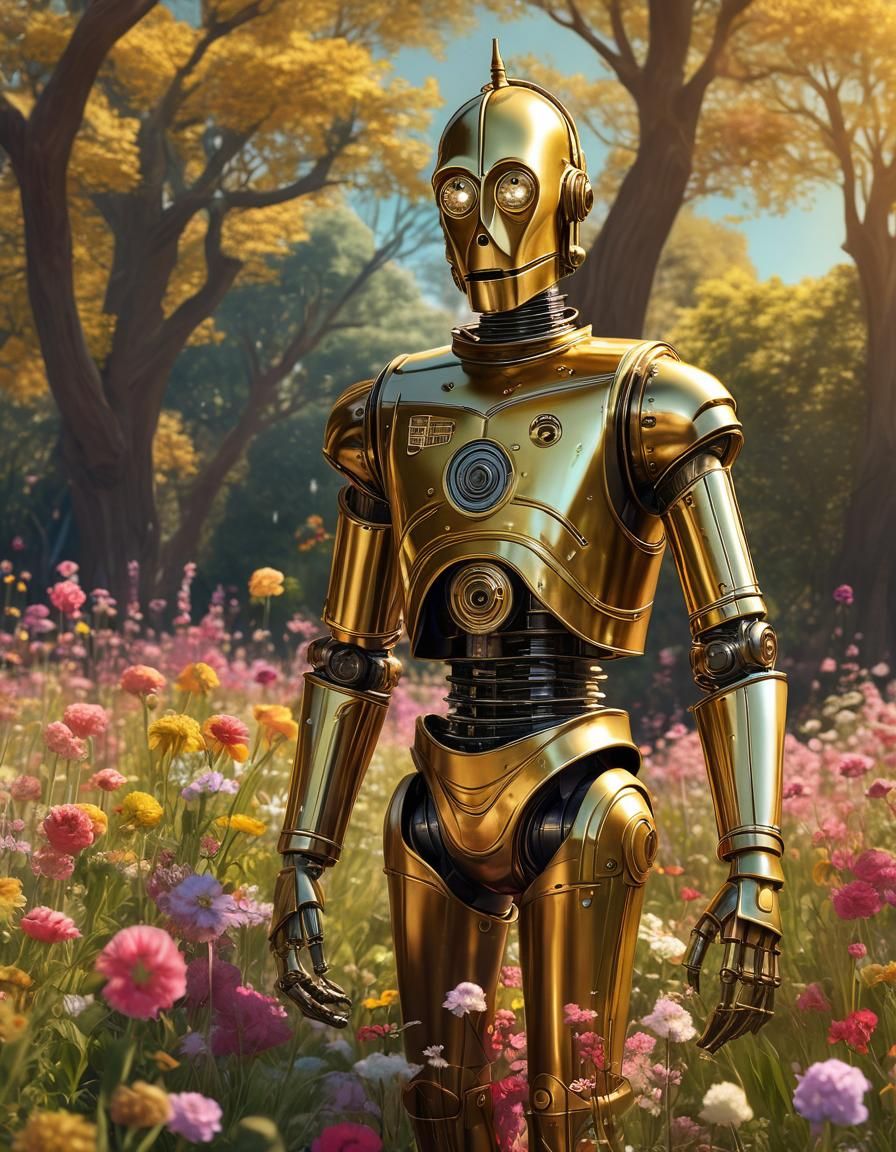C-3PO as Tin Man in Golden Flower Field