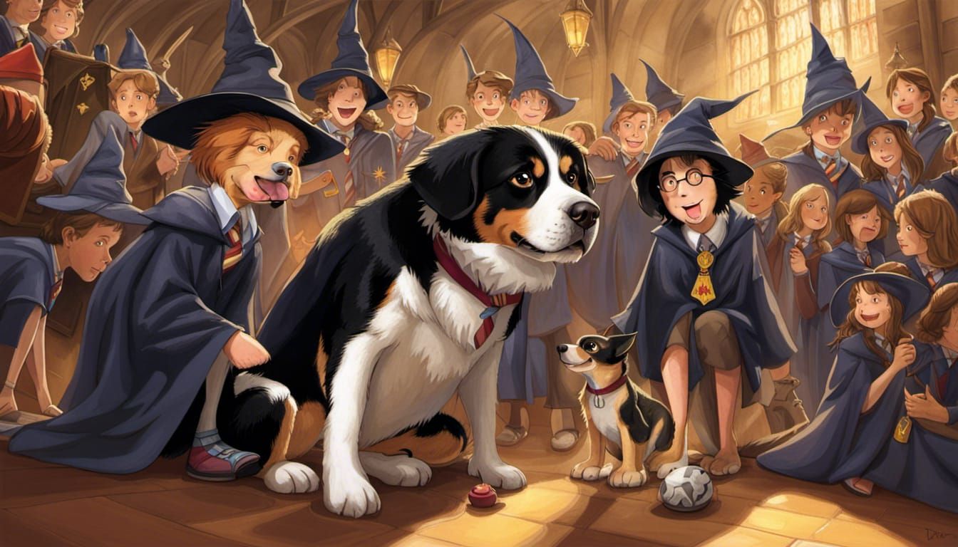 Dog Watches Sorting Ceremony at Hogwarts