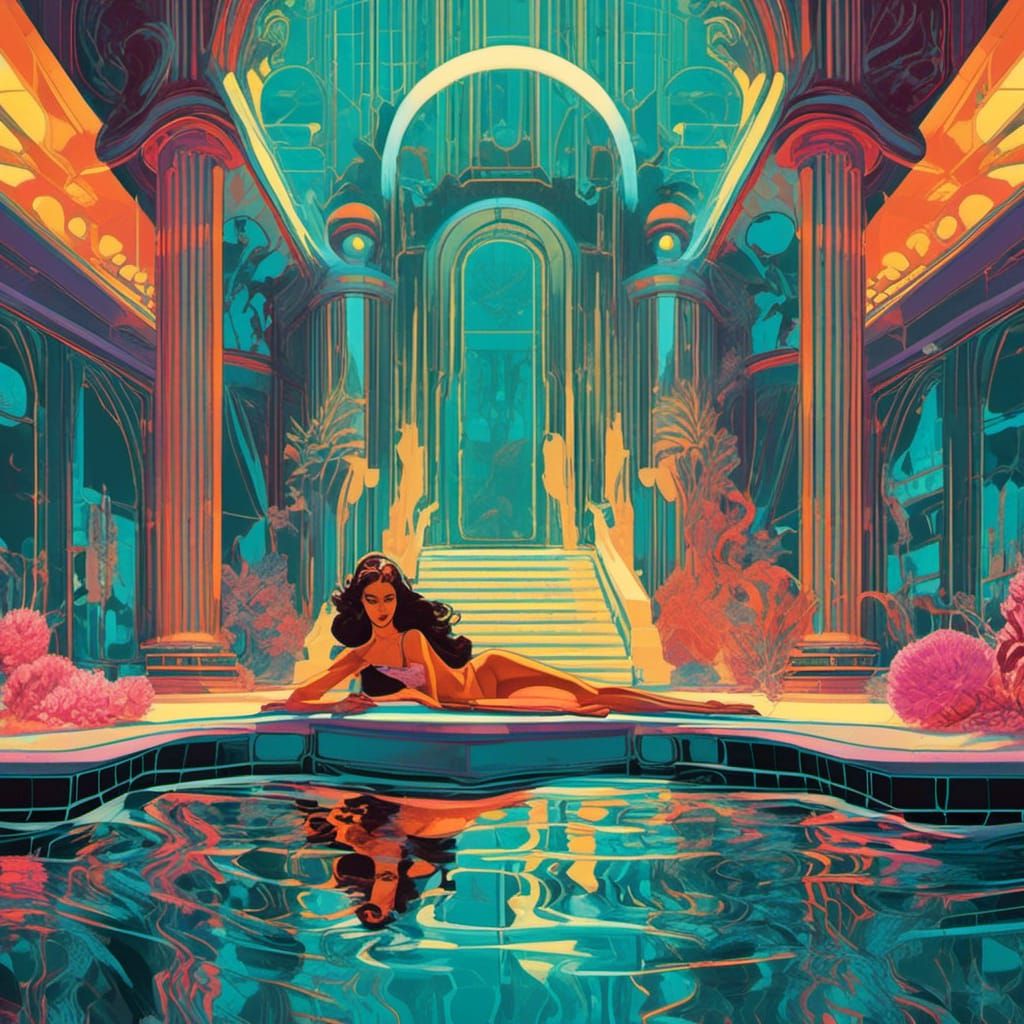 Rapunzel Mermaid: Art Deco Futurism in 8K