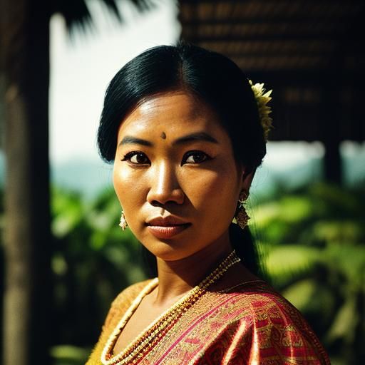 Vintage Portrait of a Young Cambodian Woman