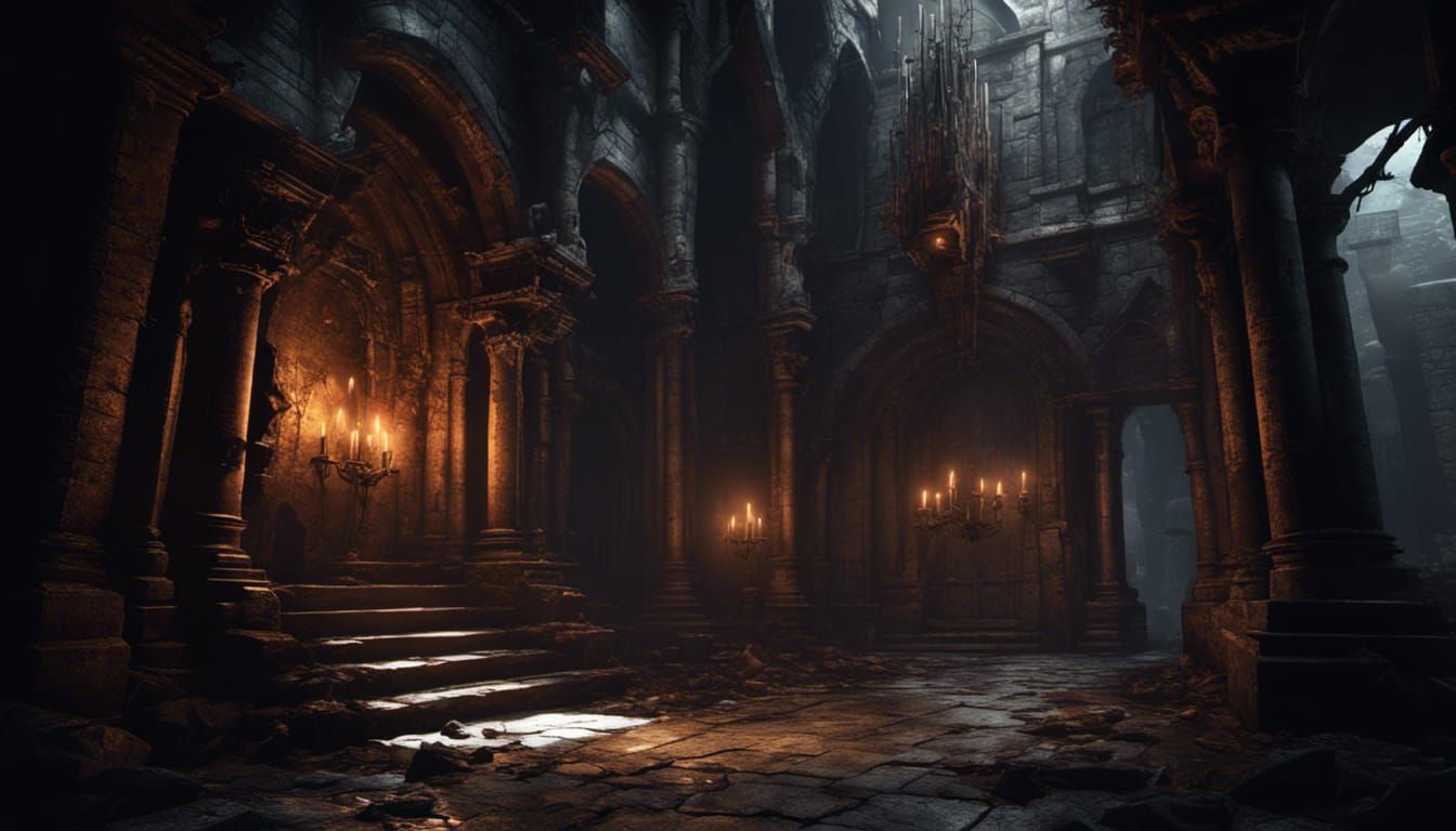 Eerie Dark Fantasy Dungeon Concept Art