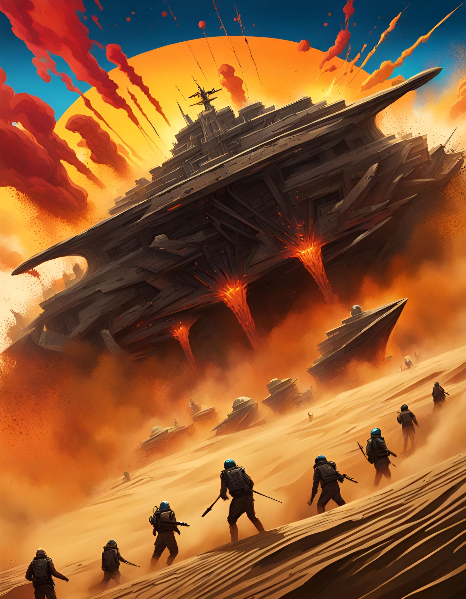 Epic Battle on Arrakis as Graffiti Art