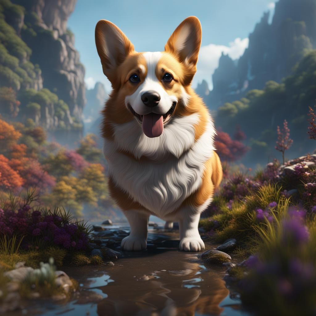 Fantastical Corgi Concept Art in Deep Color
