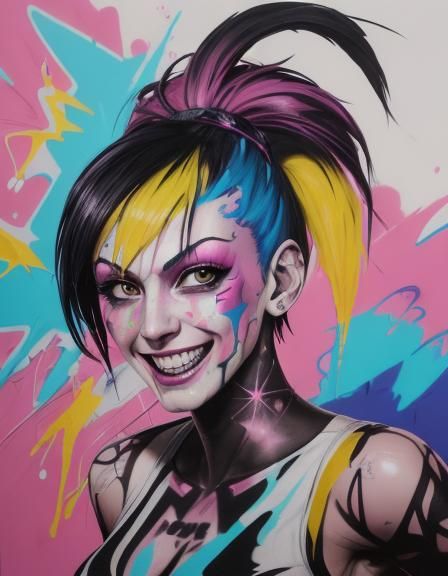 Punk Graffiti Art with Crazy Smile
