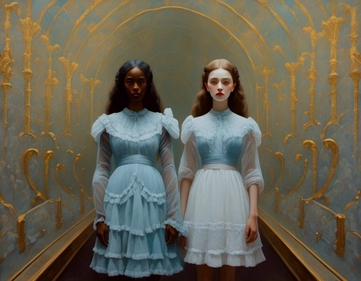 Ghostly Grady Twins in Impressionistic Watercolor Style