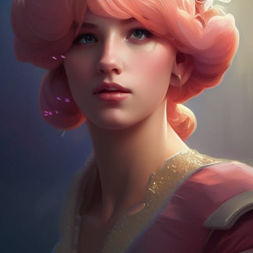 Princess Peach Portrait in Hyperdetailed Art Style