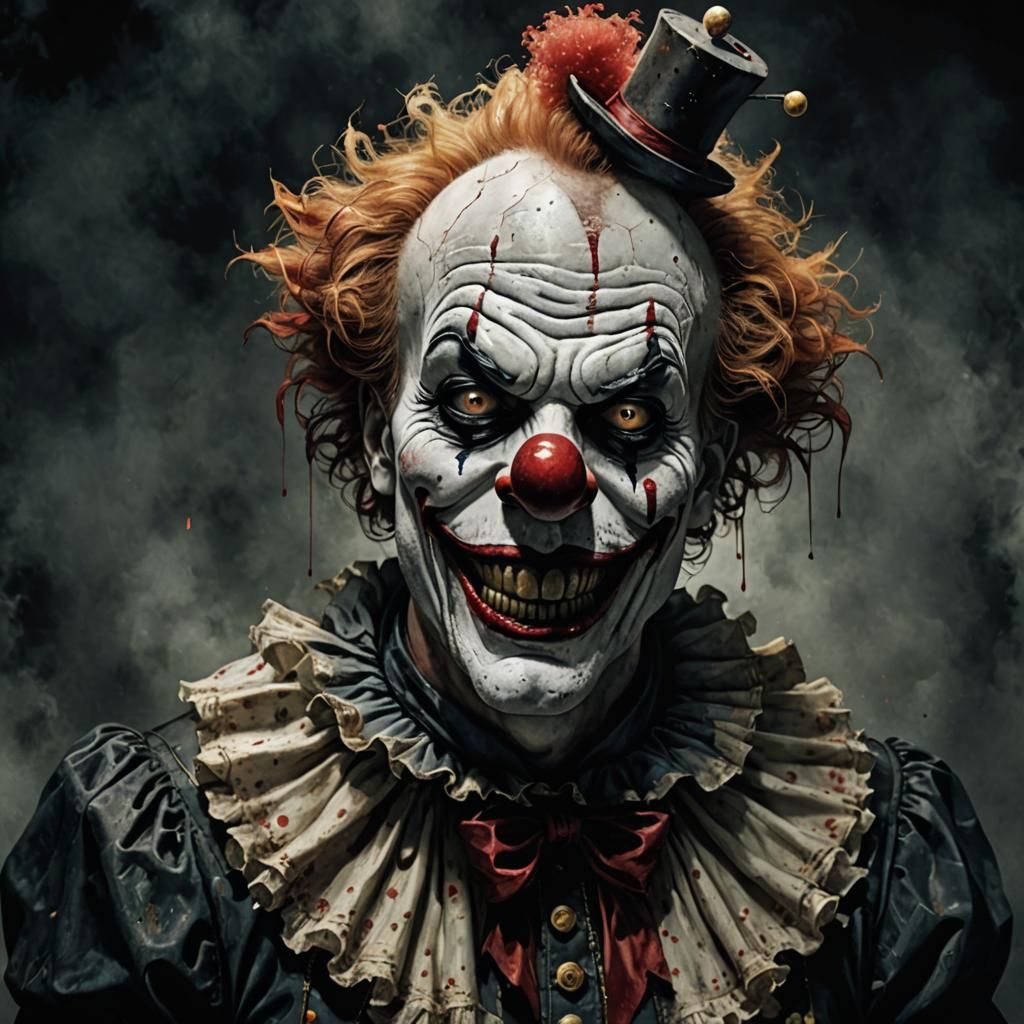 Macabre Clown Corrupting Innocence in Dark Fantasy