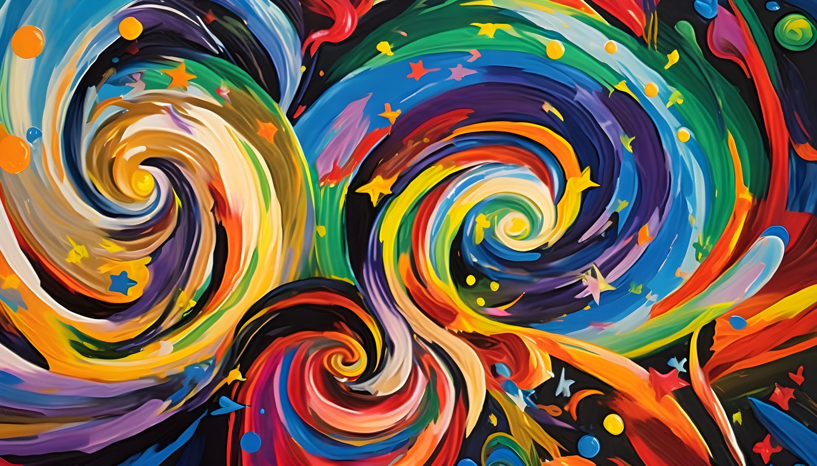 Vivid Helical Vortex Maelstroms with MultiColored Stars