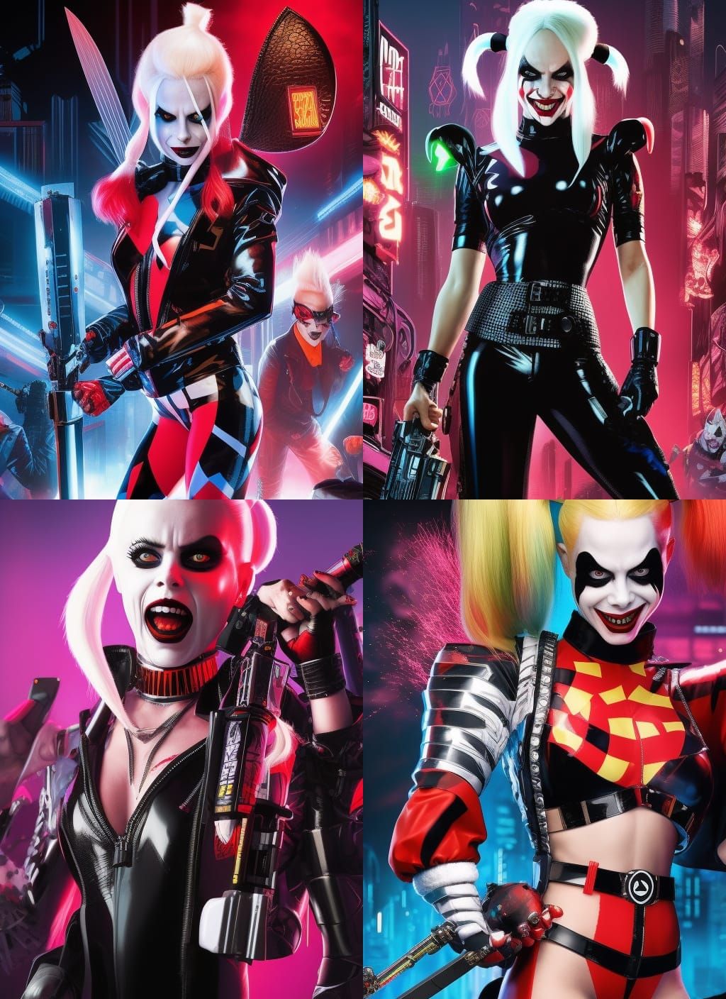 Harley Quinn as Cyberpunk Comic Book Villain