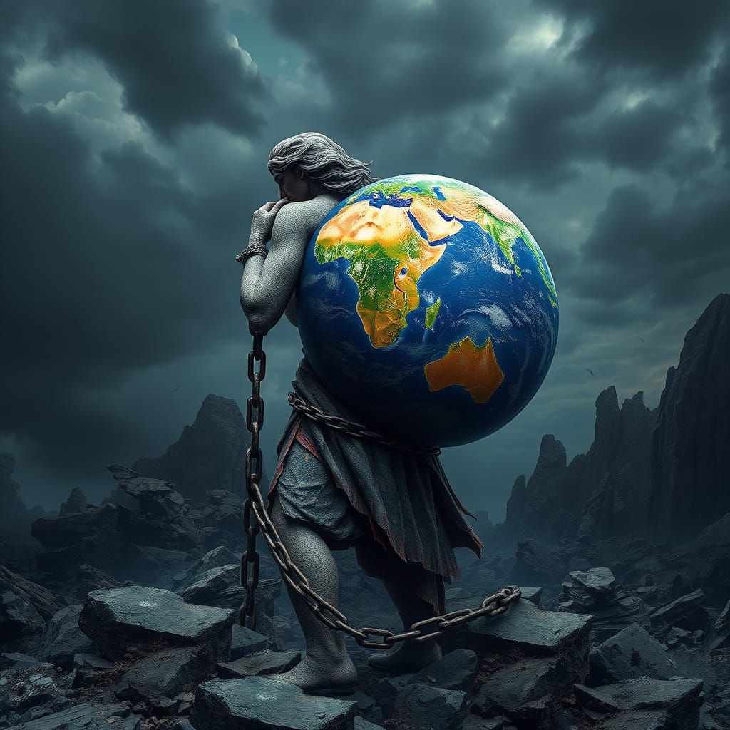 Ethereal Earth Mother Burdened by the Weight of the Planet