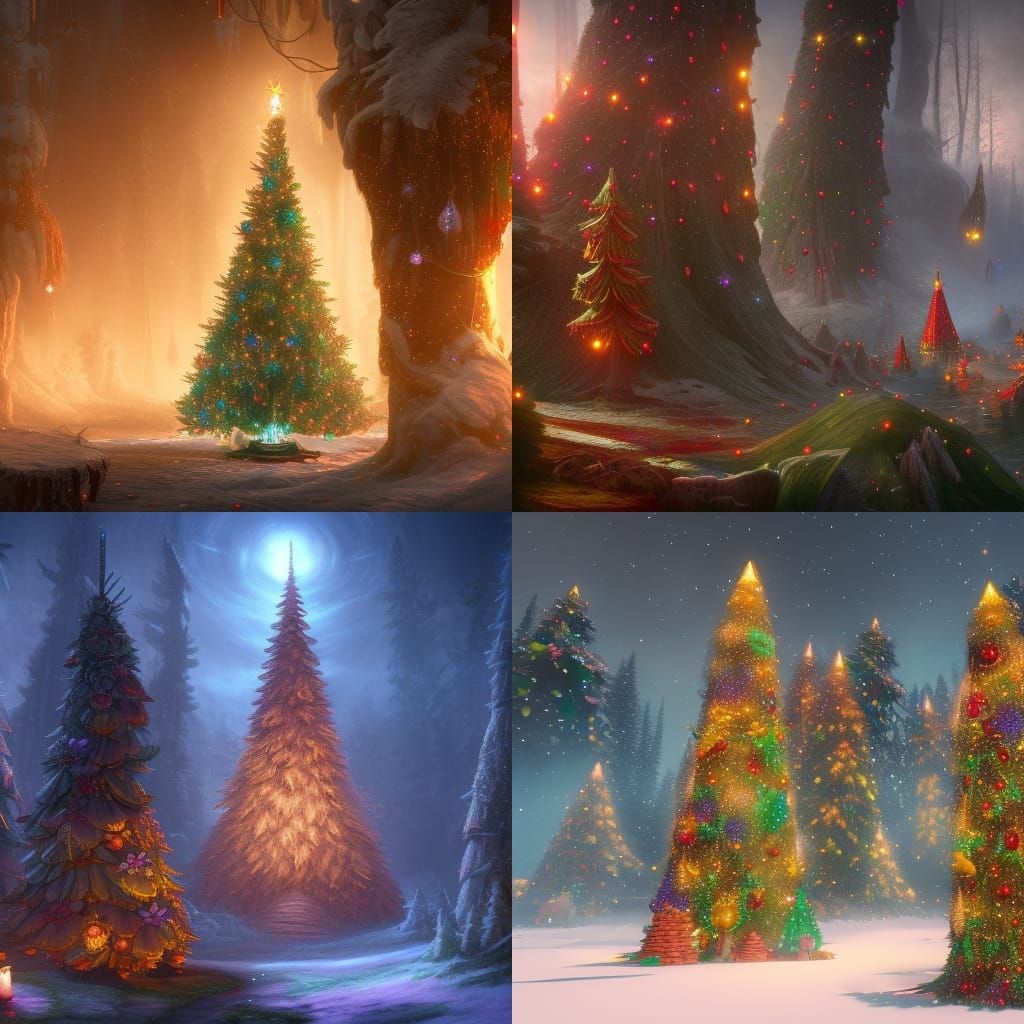 Detailed Christmas Tree Fantasy Concept Art
