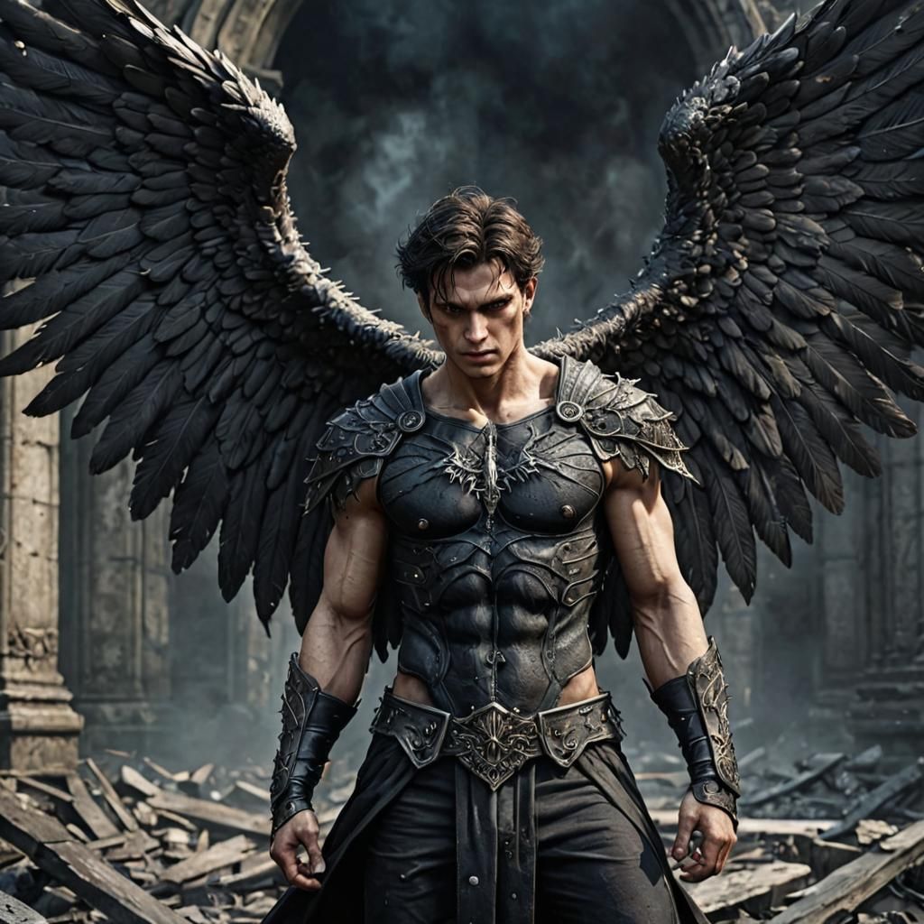 Deranged Fallen Angel in Gothic Setting