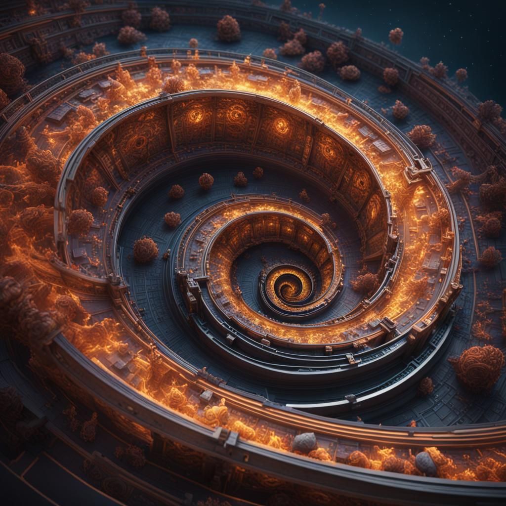 Unspiraling Fibonacci Sequence in Detailed Matte Painting
