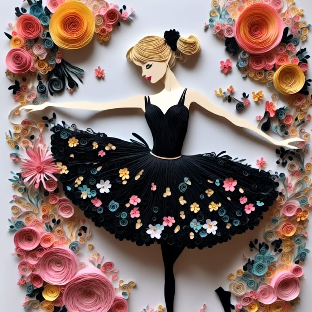 Kirigami Ballerina in Vibrant Paper Art Style