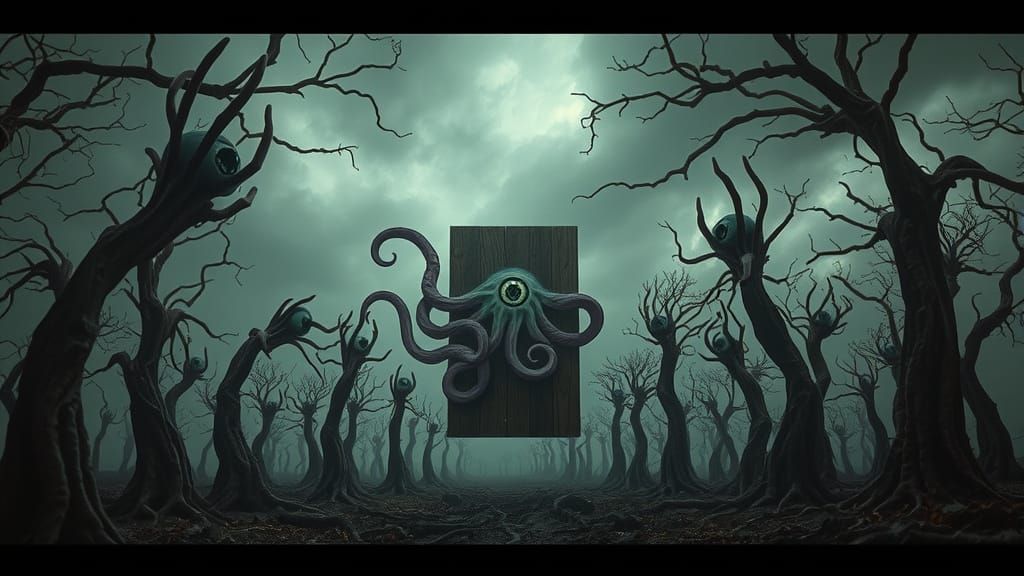 Ethereal Forest Door with Tentacles and Eyes