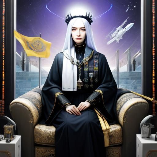 High Priestess of Modern AI: A Digital Illustration