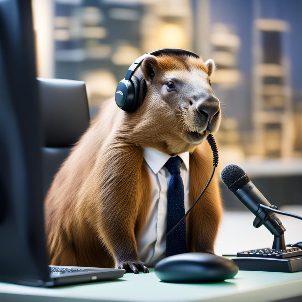 Capybara in a telemarketing style