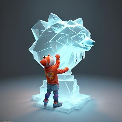 Child Creates Red Panda Ice Sculpture in 3D Style