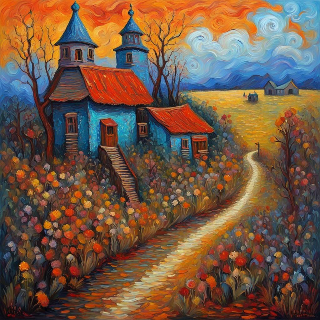 Ukrainian Folk Tales in Expressionist Oil Painting