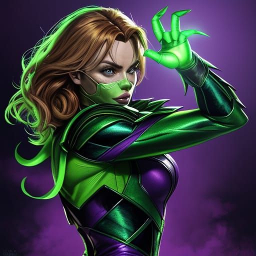 Kylie Minogue as Green Goblin in Comic Book Art