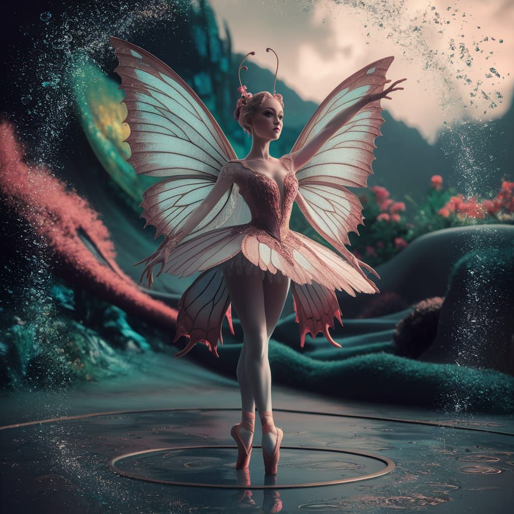 Butterfly Ballet Dancer in a Fantastical World
