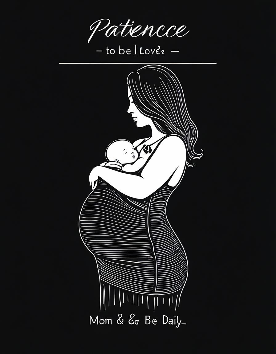 Minimalist Line Art: Pregnant Mom with Growing Love