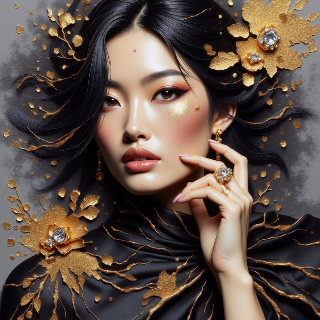 Elegant Woman in Silk Gown, Impressionist Watercolor Style