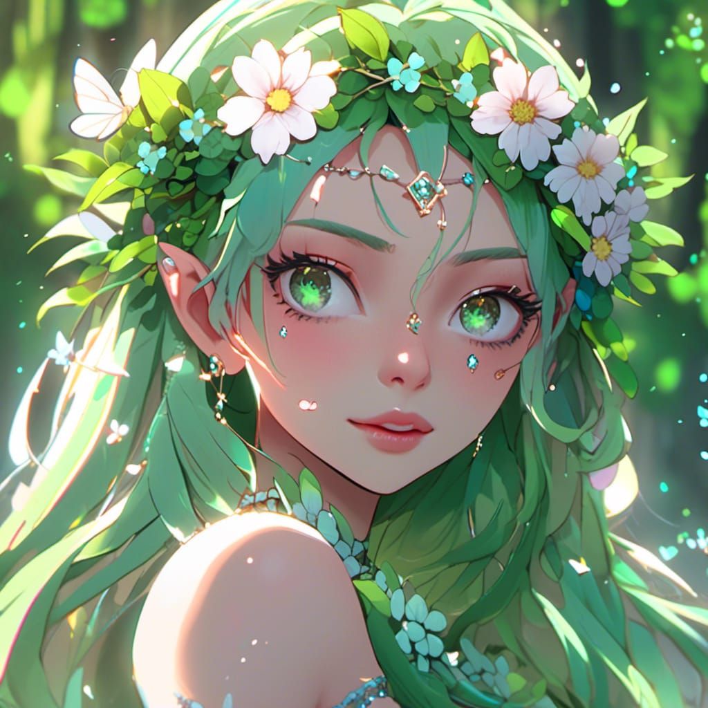 Sparkling Forest Fairy in Detailed Matte Painting