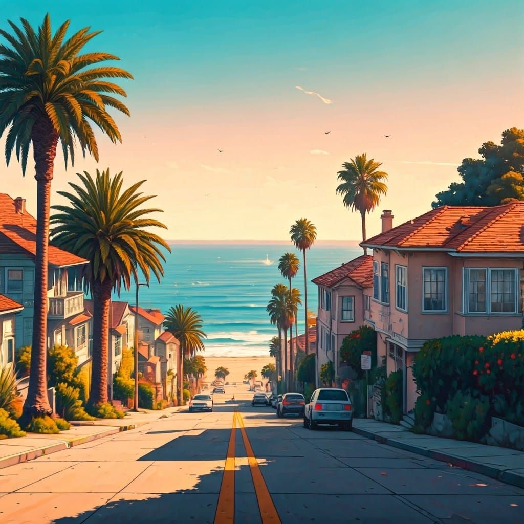 California Coastal Charm in Soft Watercolor Hues