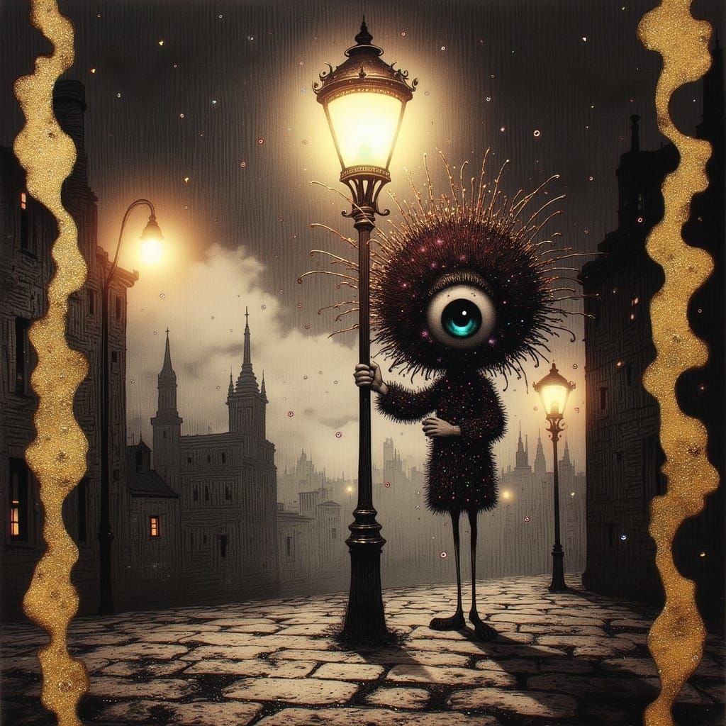 Fuzzy Monster Shines Light in Dark Victorian Alley