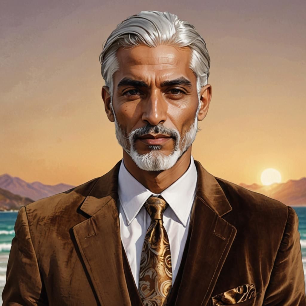 Elegant Gentleman in Velvet Suit, Art Nouveau Portrait