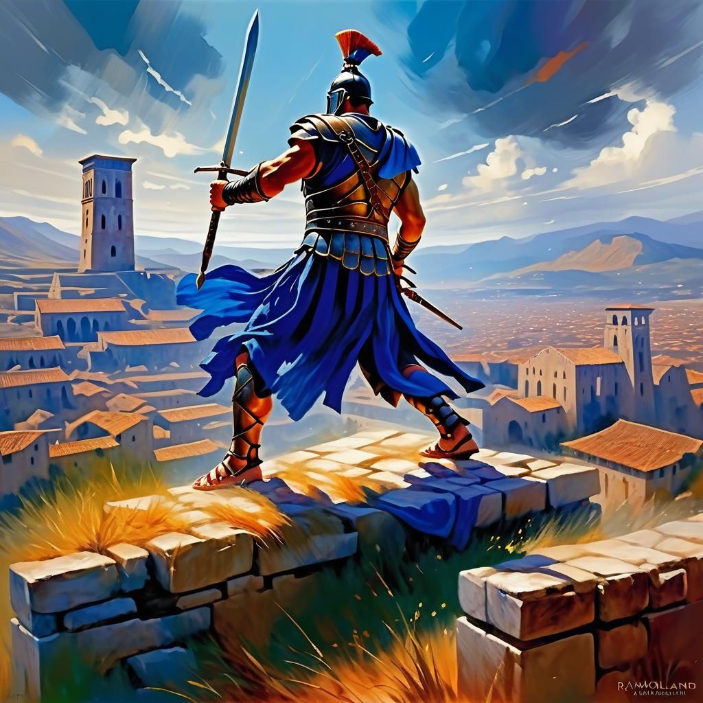 Epic Gladiator Portrait in Digital Art Style