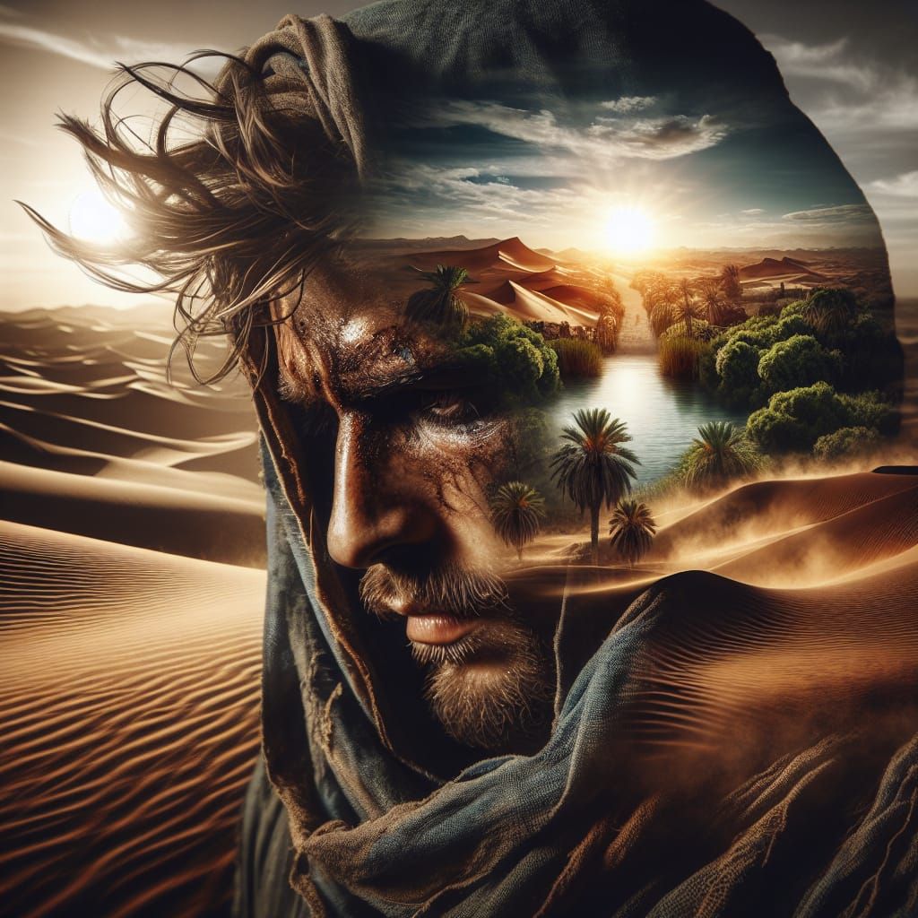 Desert Traveler's Oasis Dream: Digital Matte Painting