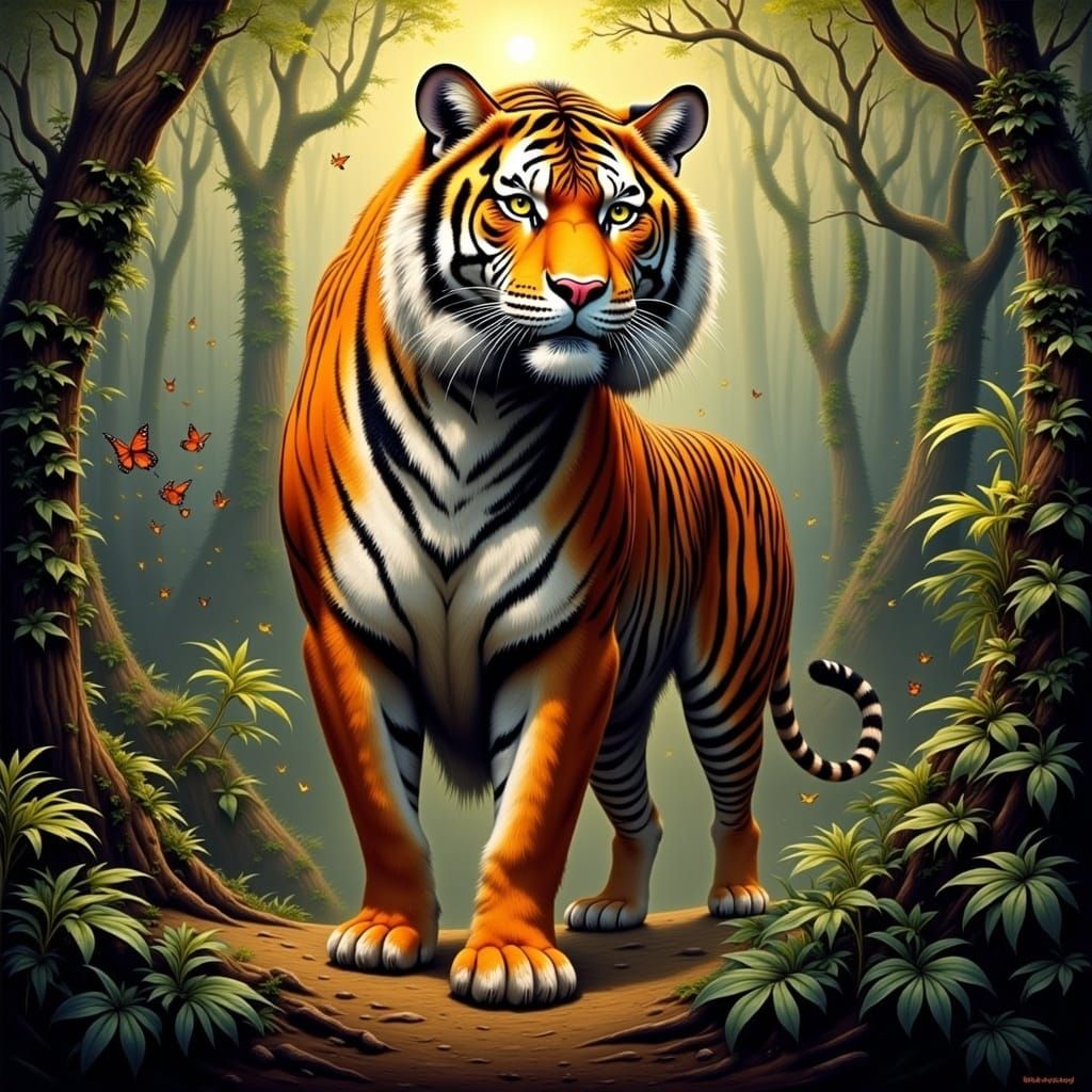 Majestic Tiger in Jungle Clearing