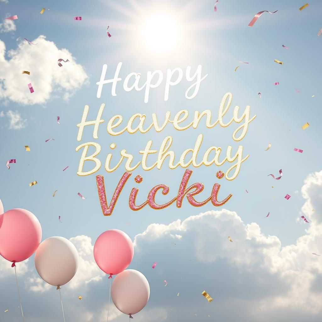Heavenly Birthday Message in Sky with Balloons