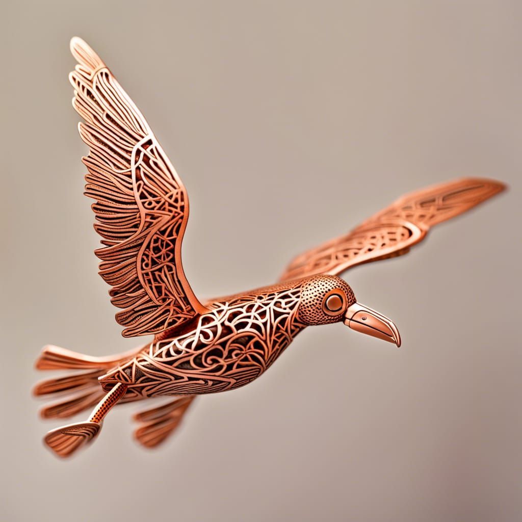 Copper Filigree Albatross Toy in Flight