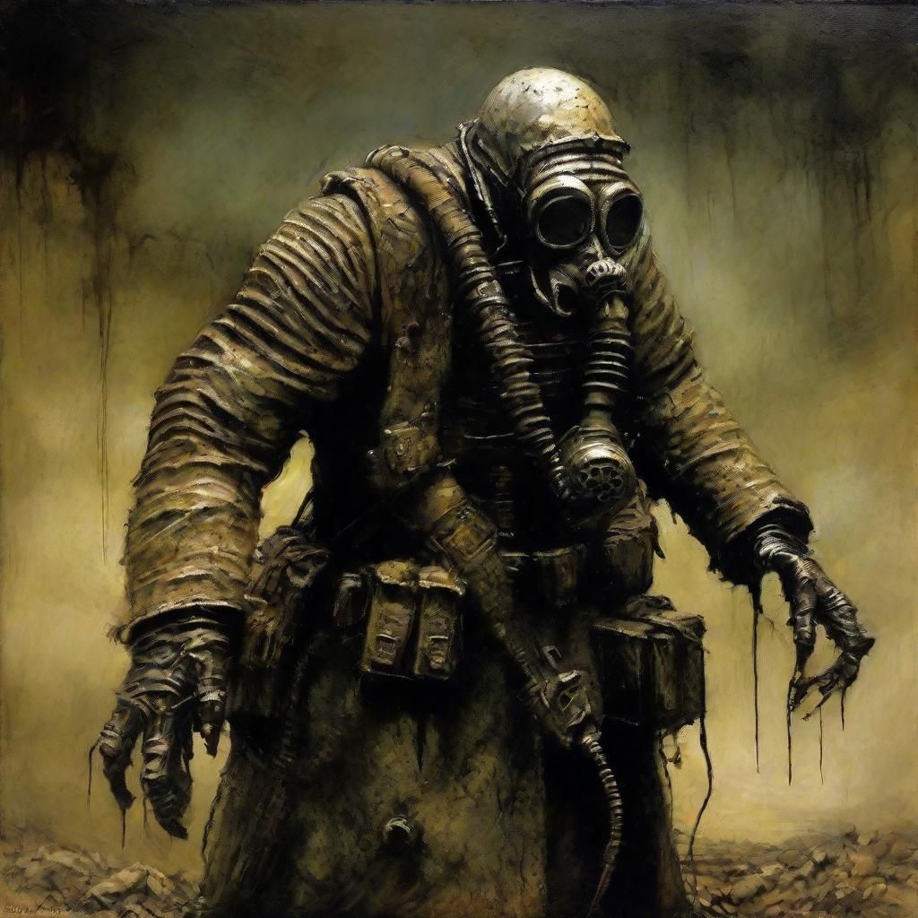 Grimdark Templar Knight in Trenches, Oil Painting