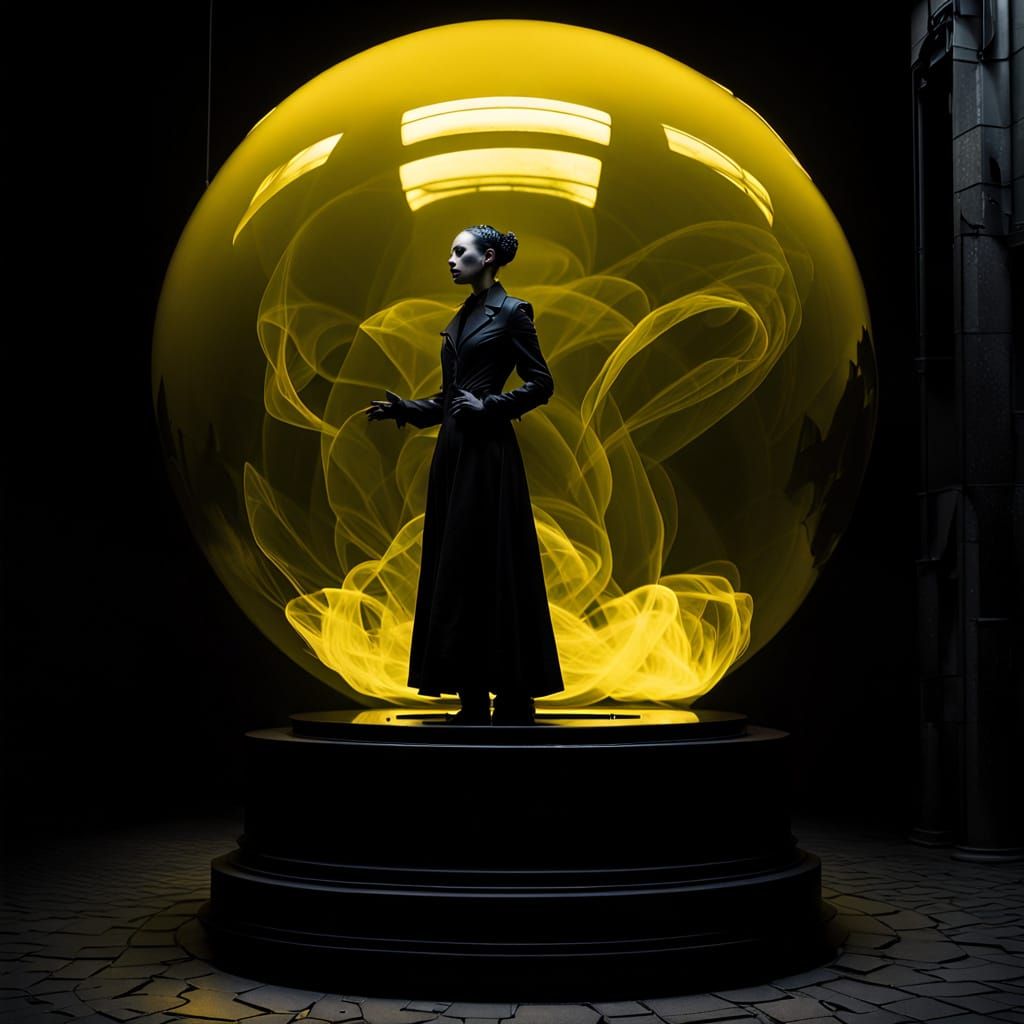 Goth Fashion Model in Neon Dystopia