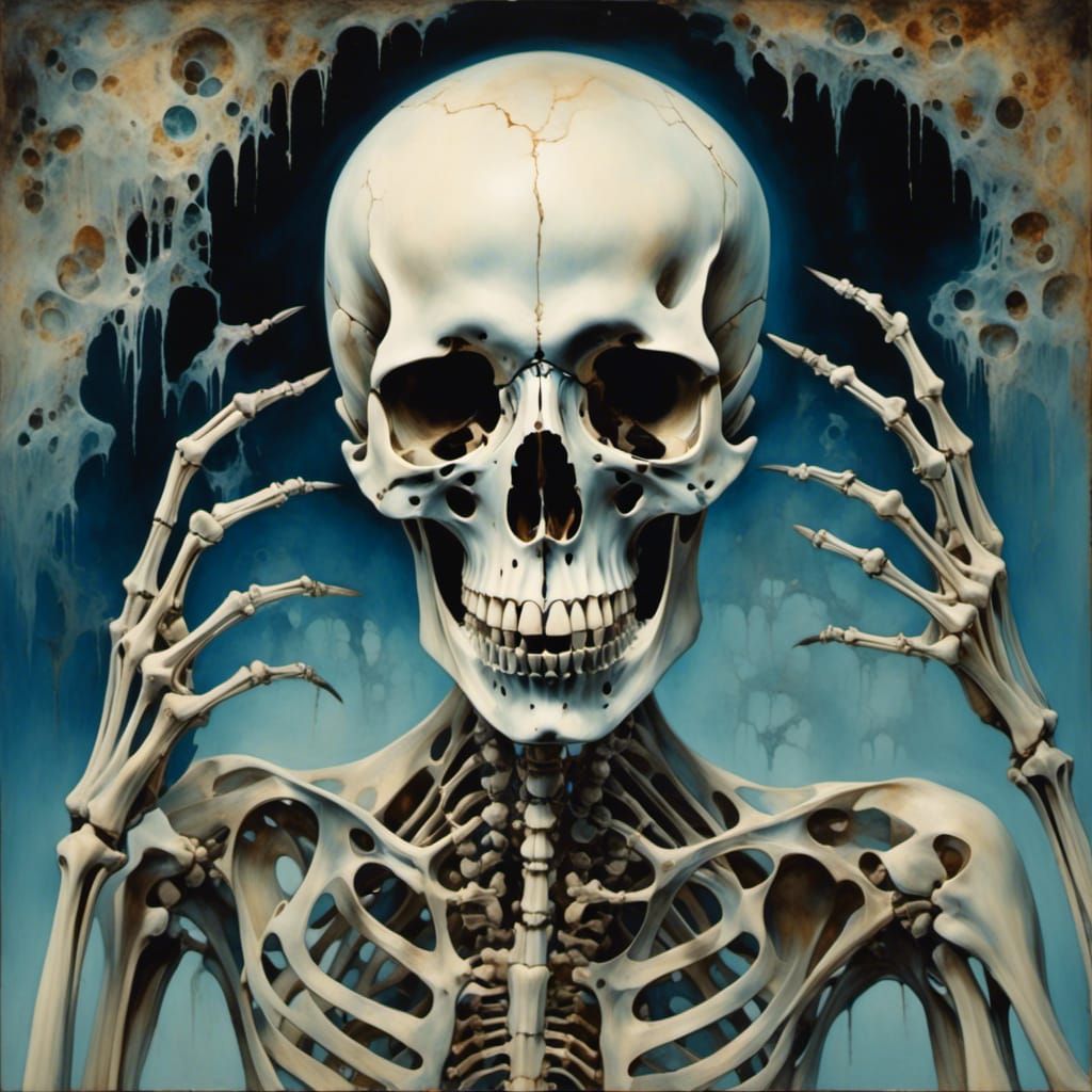Surreal Melting Bones Oil Painting in Dali Style