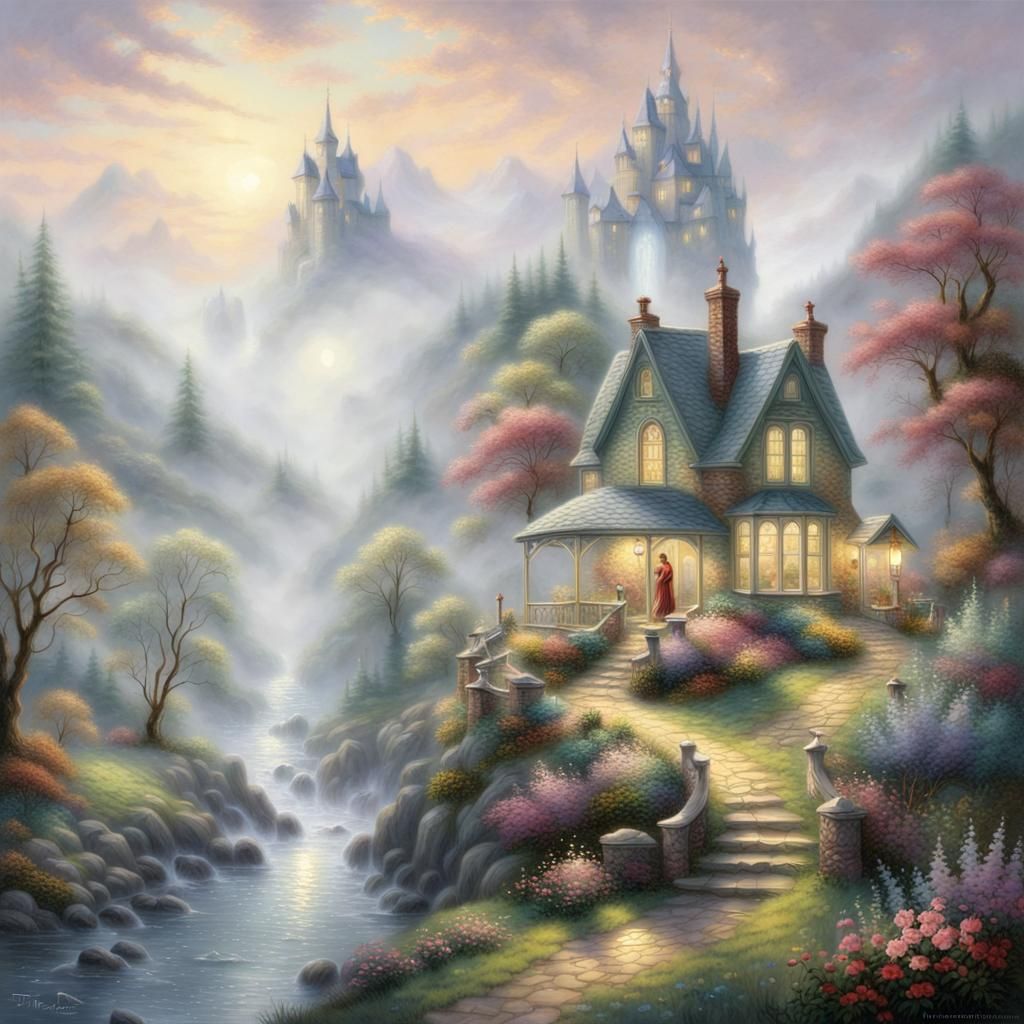 Ethereal Hipogriff in Mist, Fantasy Art