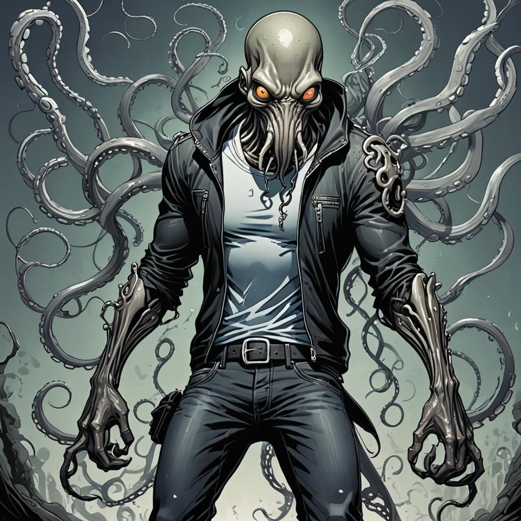 Squid Hybrid in Comic Book Art Style