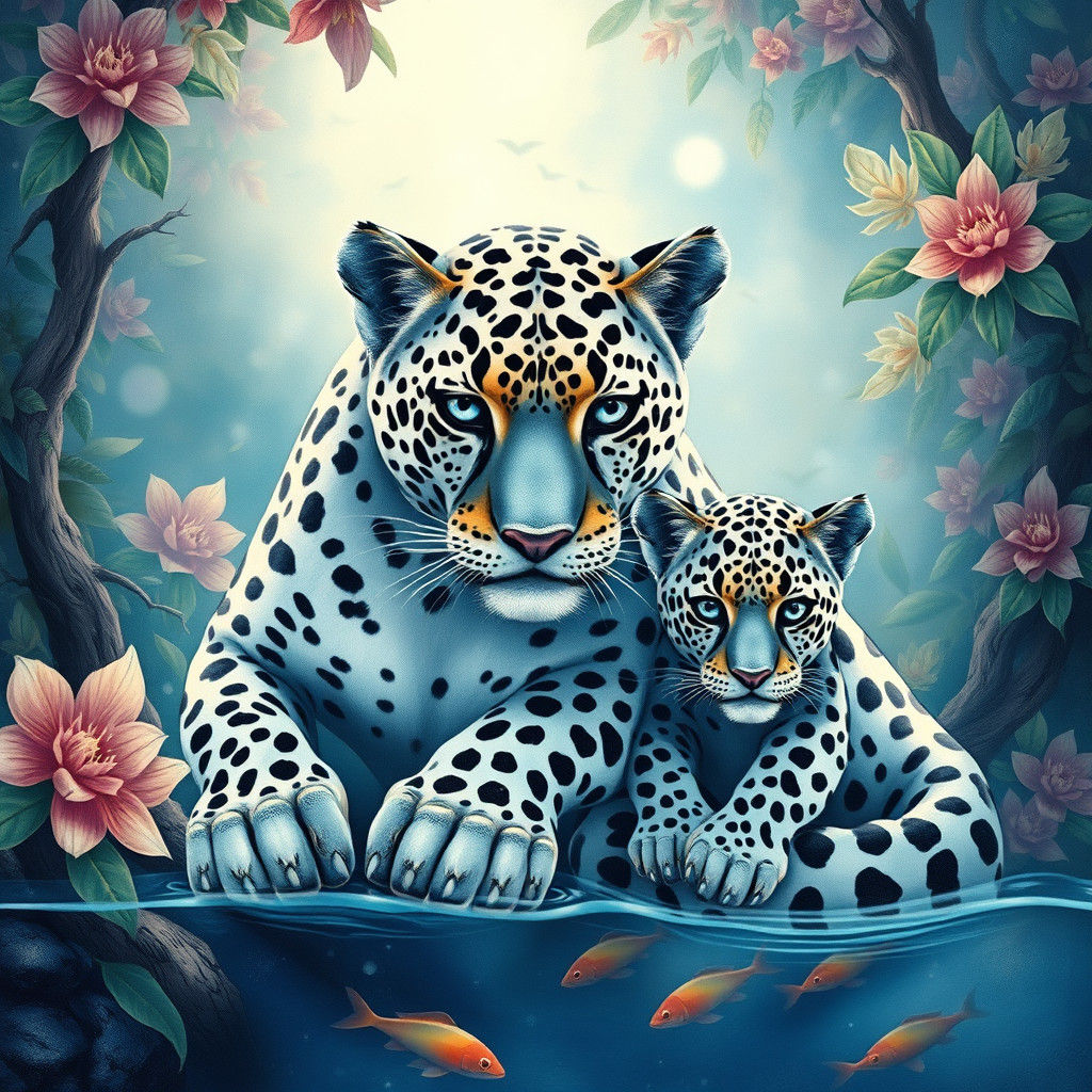 Bioluminescent Leopard in Magical Pastel World