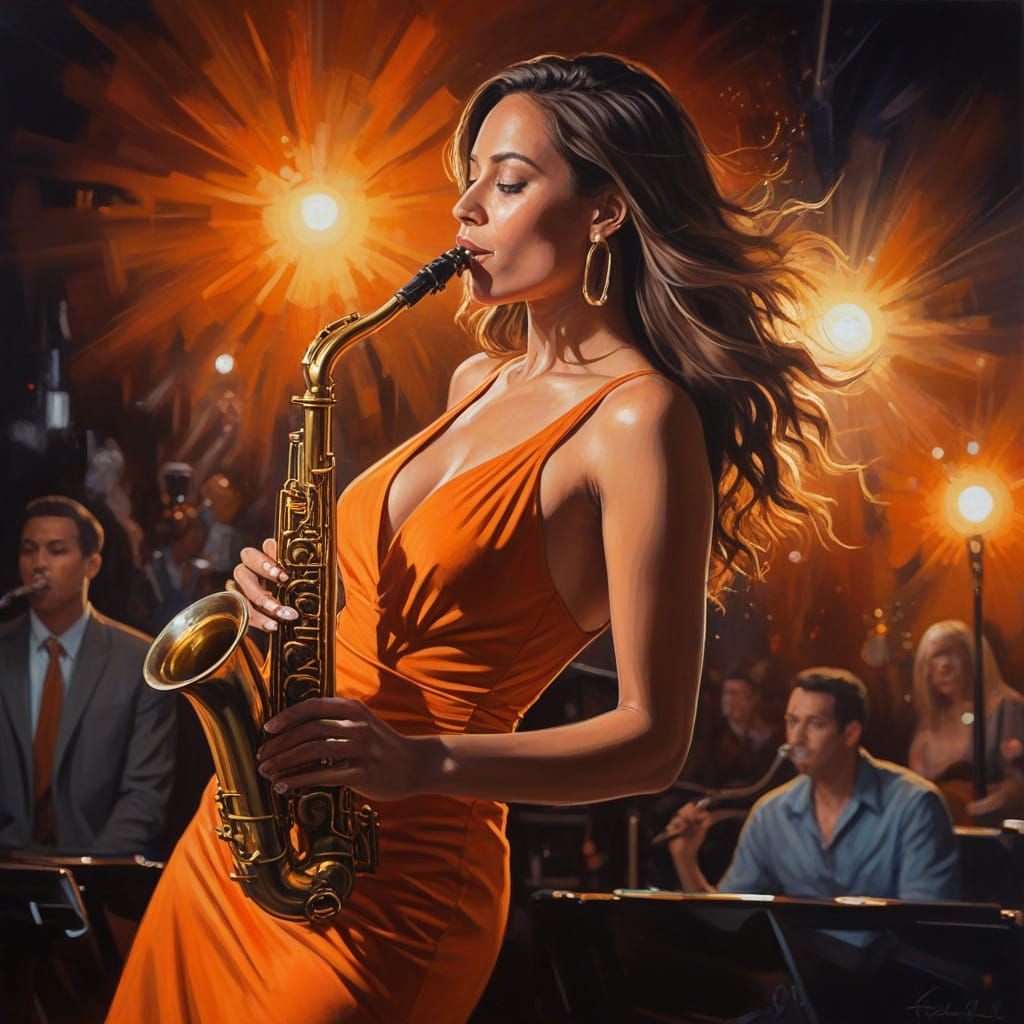 Expressive Jazz Club Scene with Saxophone Player