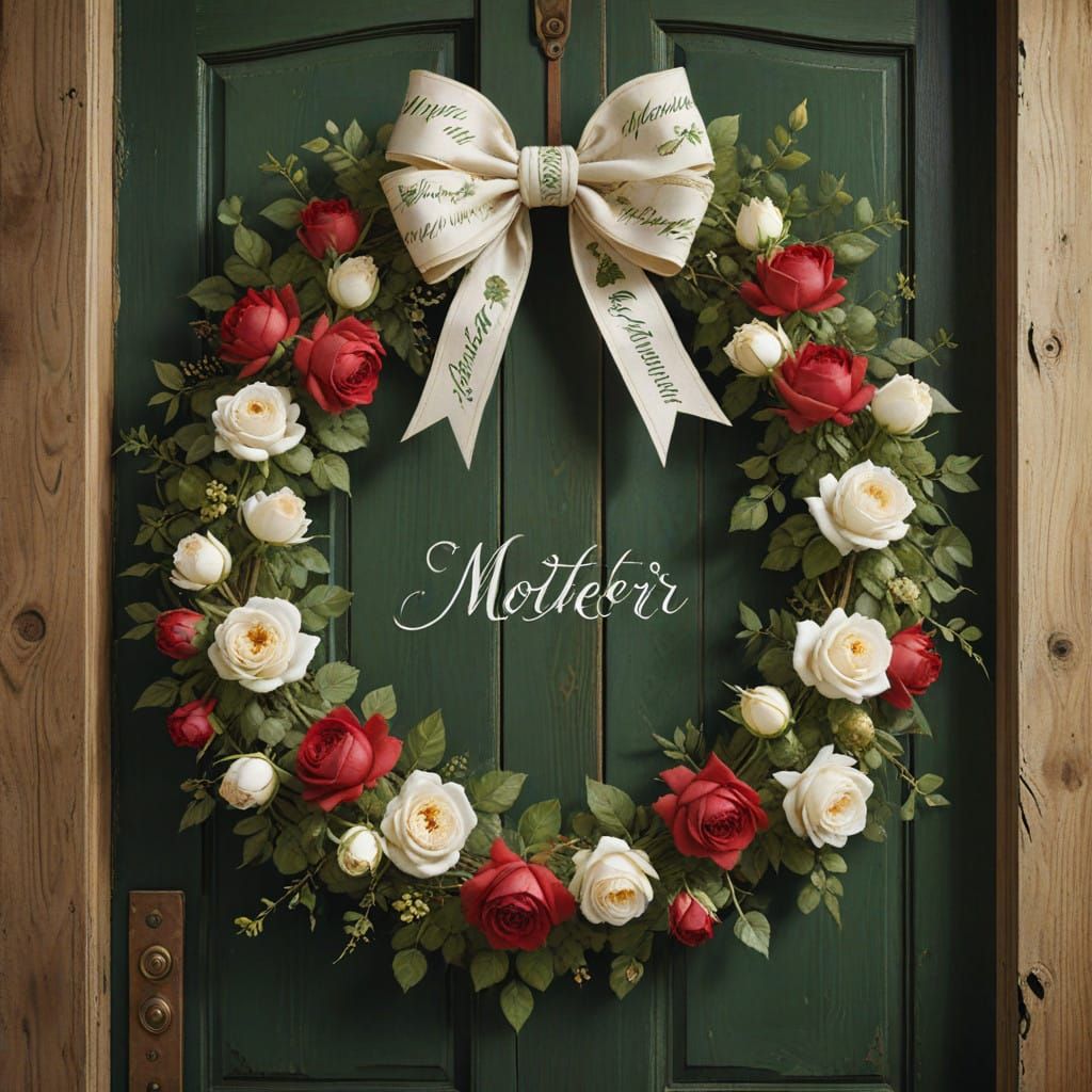 Elegant Mother's Wreath in Watercolor Hyperrealism