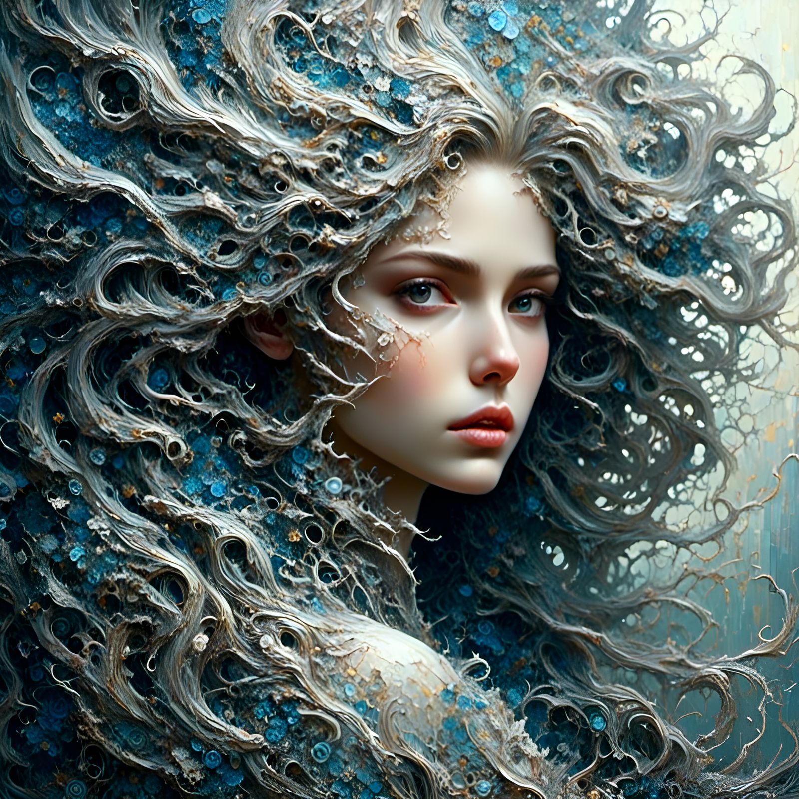 Beautiful Woman with Wavy Hair Portrait