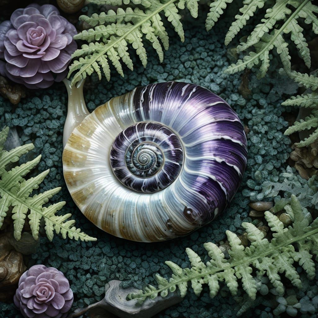 Lilac Snail Shell in Crepuscular Light