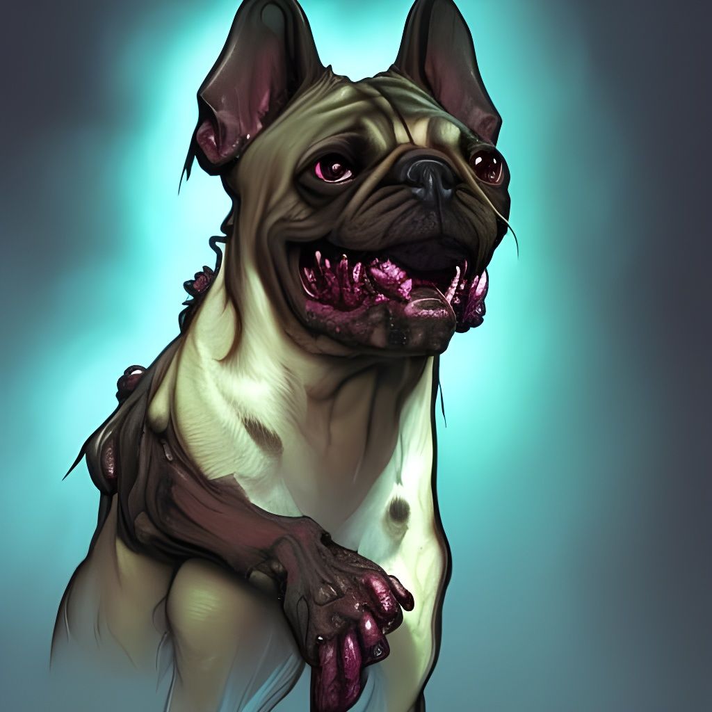 Hyperdetailed Zombie Dog Portrait in Digital Art Style